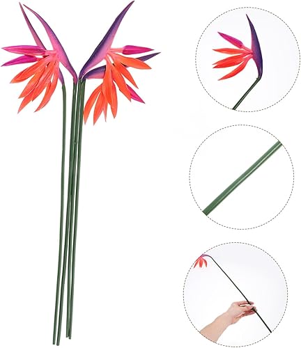 Miniatura 9 de Garneck 4 piezas de plantas de vegetación falsas, flores artificiales falsas de tallo de ave del paraíso falsas flores permanentes de aves del