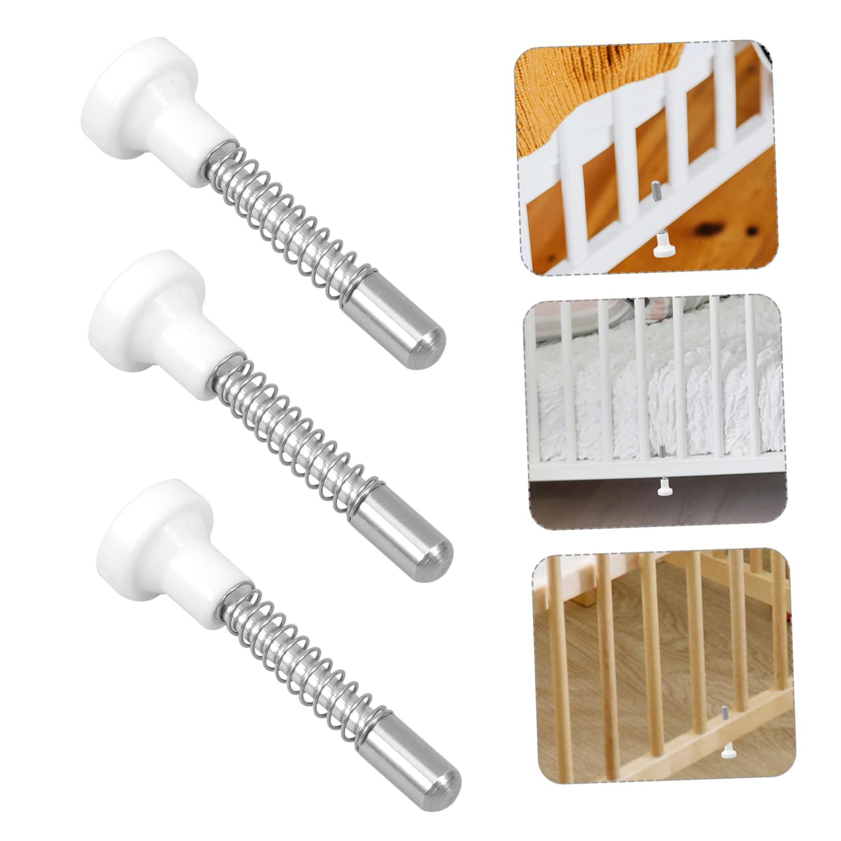 Yardenfun Cierre Para Cuna De Ñiño Resorte De Hierro Flexible, Pasador De Bloqueo 50 Mm, Herrajes De Fijación Para Minicuna, Kit 4 Piezas Para Accesorios De Cama Infantil