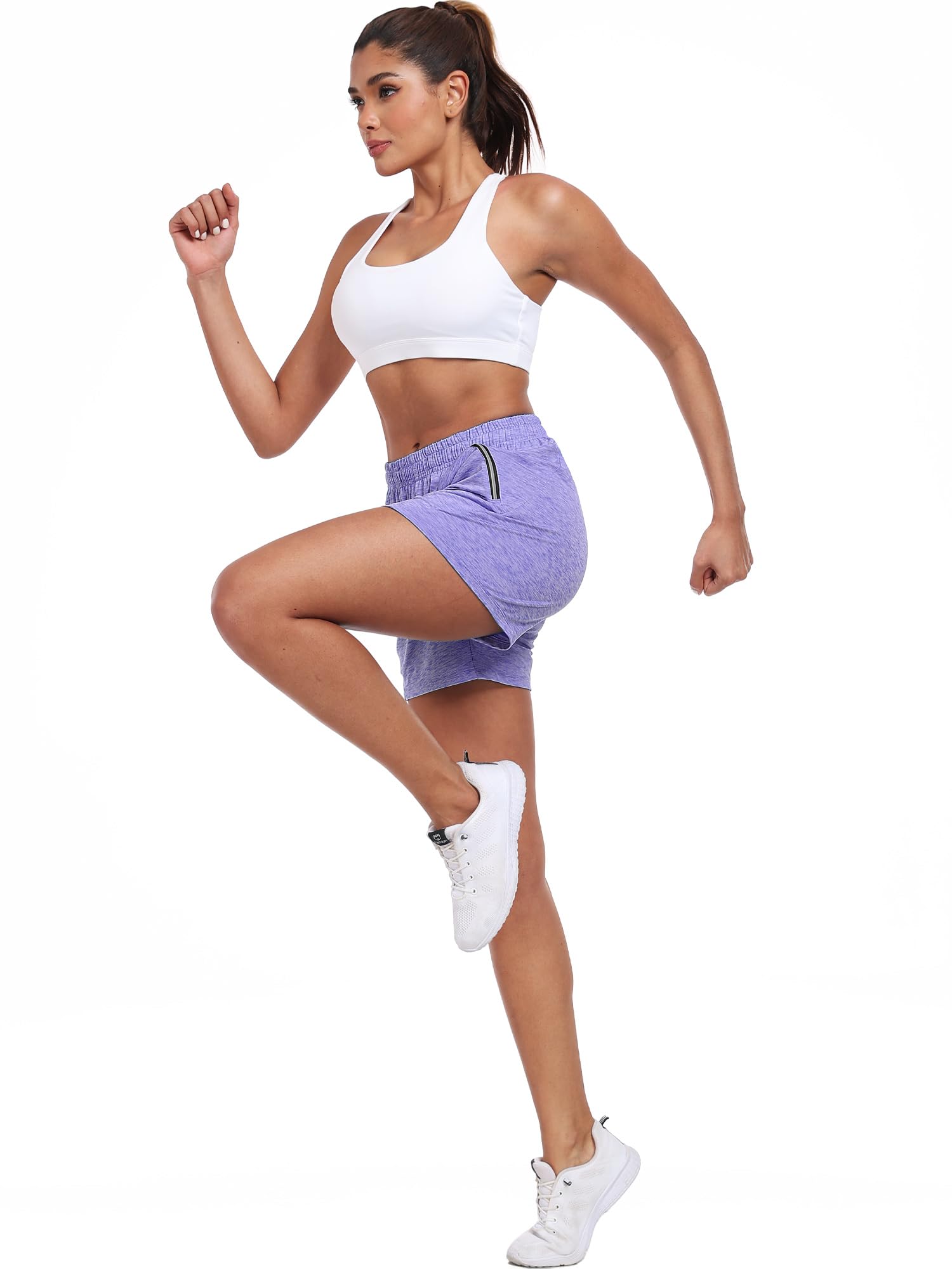 CADMUS Sportliche Workout-Bermuda-Shorts für Damen, zum Laufen, Reißverschlusstaschen