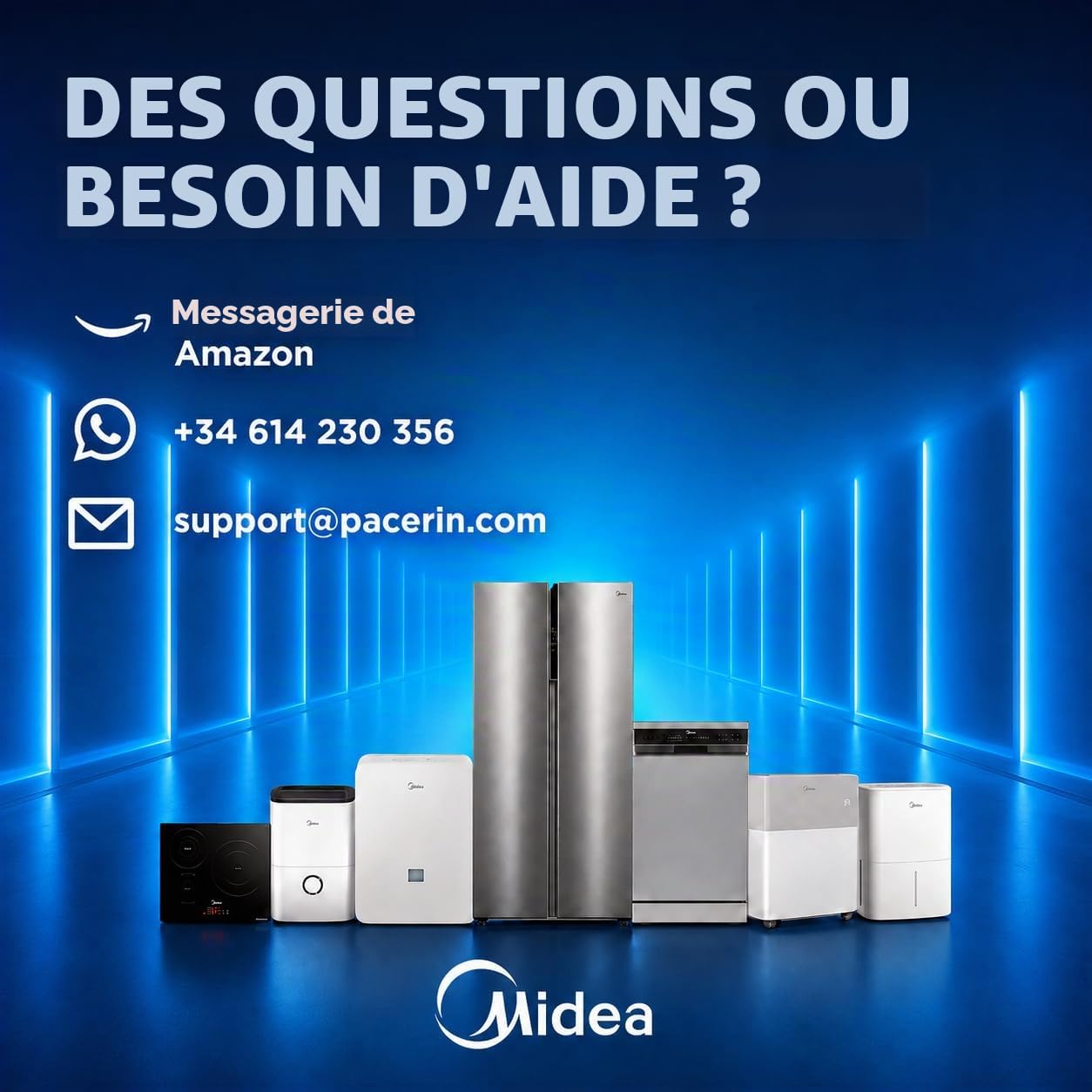 Midea Frigo Congelateur Combiné No Frost 55 cm de large x 180 cm - Combine Refrigerateur 270 L - Frigidaire Congelateur à économie d'énergie avec compartiment