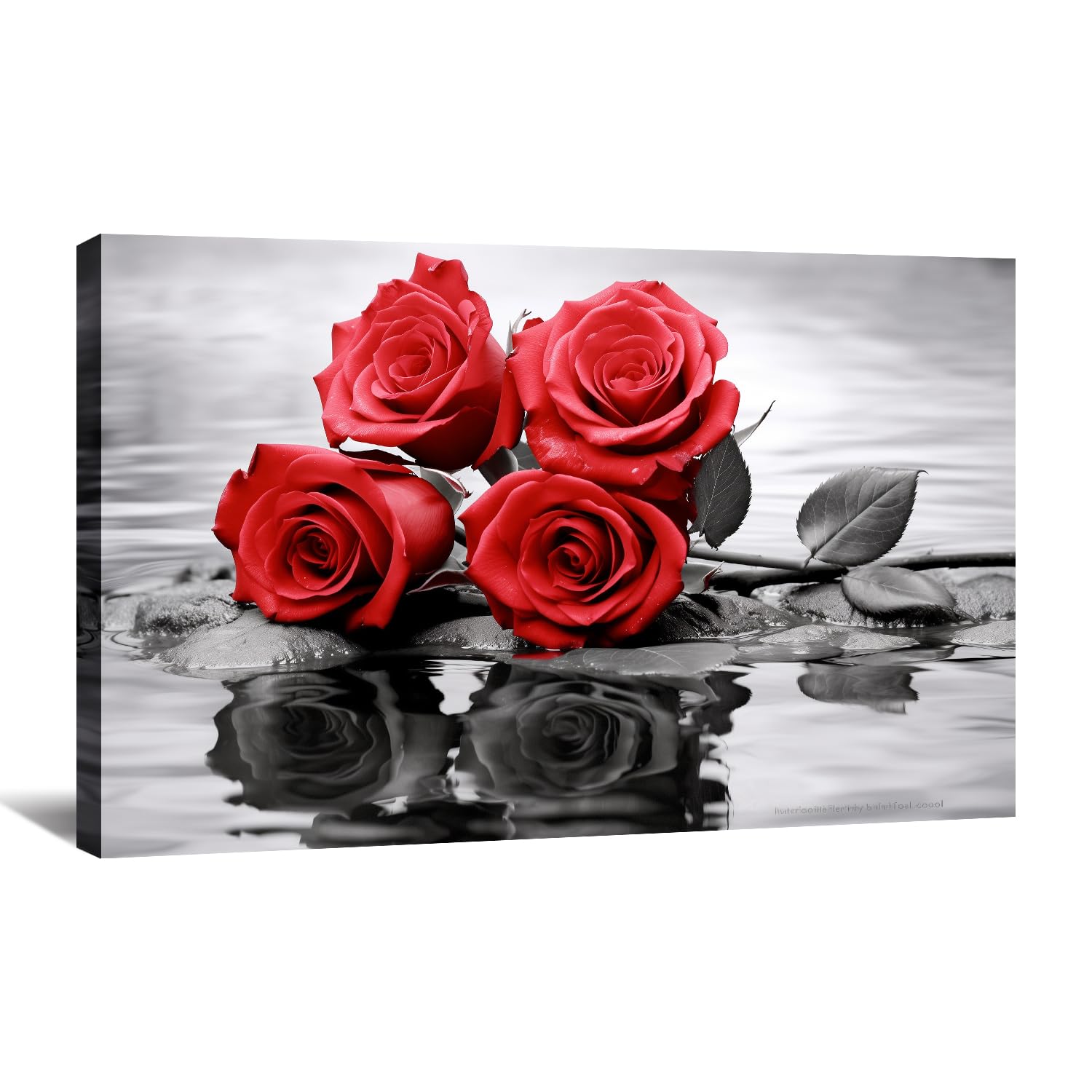 KPLUNDO Red Rose Wall Decor,Flower Canvas Prints Wall Art Black and White Poster Floral Picture Aesthetics Artwork for Living Room Bedroom Kitchen