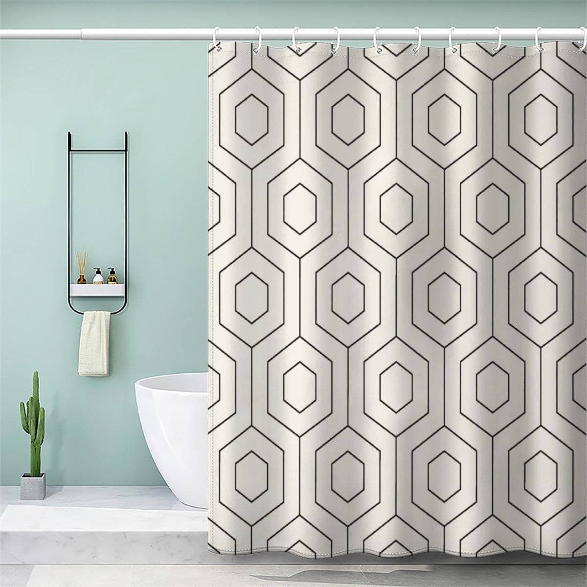 VASENA Shower Curtain Geometric Patterns Sacred Geometry Bath Curtain 3D Printed Mould Proof Bath Curtains for Shower Polyester Shower Curtains 180x180 cm