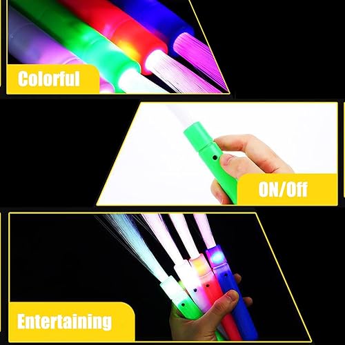 Miniatura 4 de Paquete de 24 varitas de fibra óptica brillante con luz LED varitas intermitentes de fibra óptica intermitentes para niños regalos de fiesta de