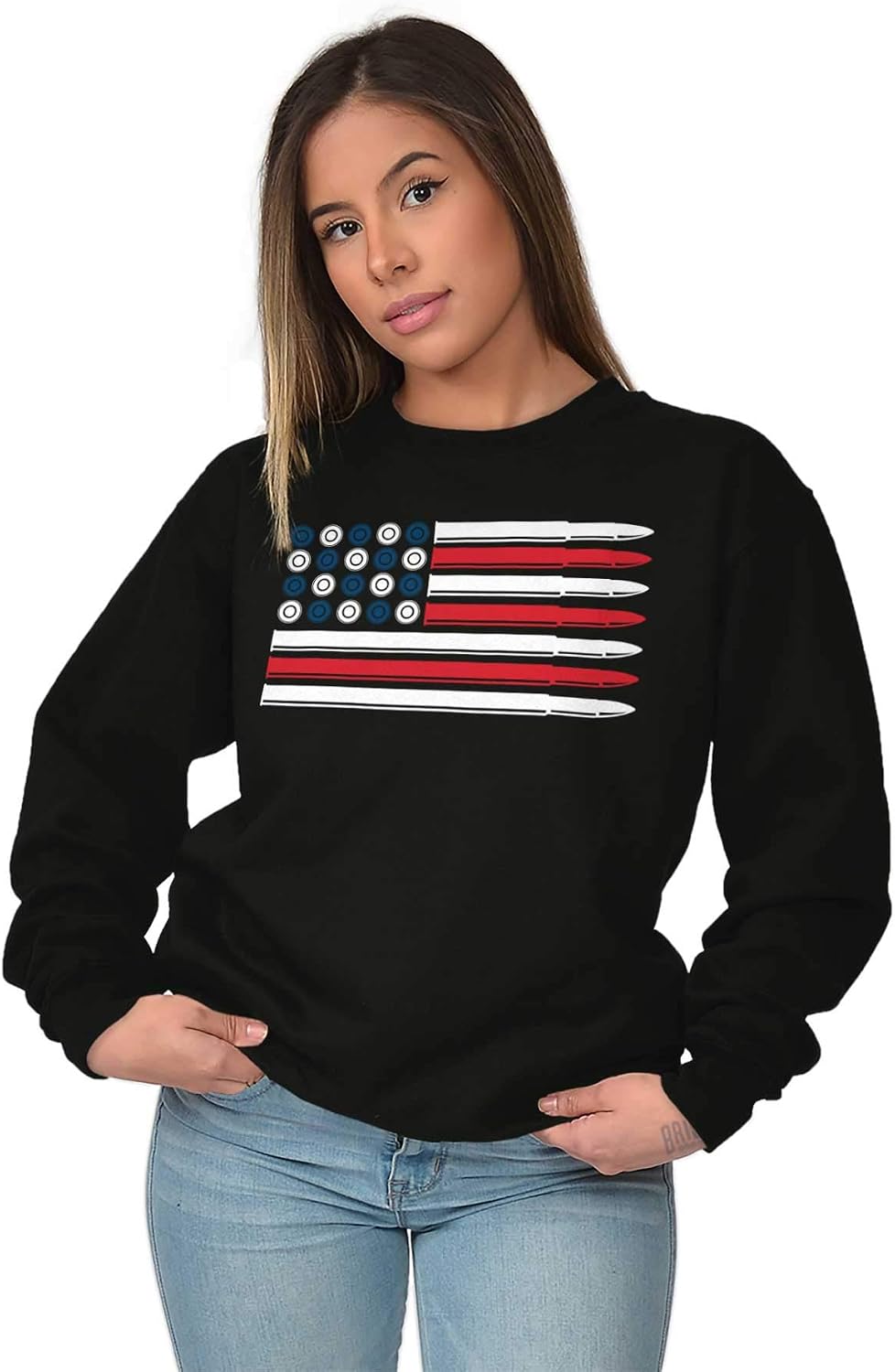 Brisco Brands Ammo Bullet 2nd Amendment Flag Sweatshirt for Men or Women
