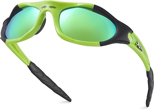 X LOOP Gafas de sol polarizadas deportivas juveniles para niños y adolescentes de 8 a 16 años de edad, gafas de béisbol envolventes con protección