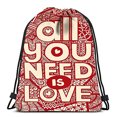 LREFON Mochilas con cordón Todo lo Que Necesitas Amor Vintage DEC de Viaje Tote Escolar