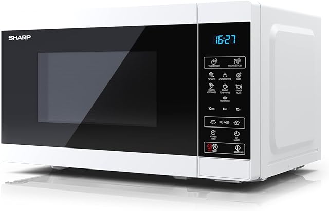 Sharp YC-MS02U-W White 800W 20L Capacity Microwave with 11 Power Power Levels