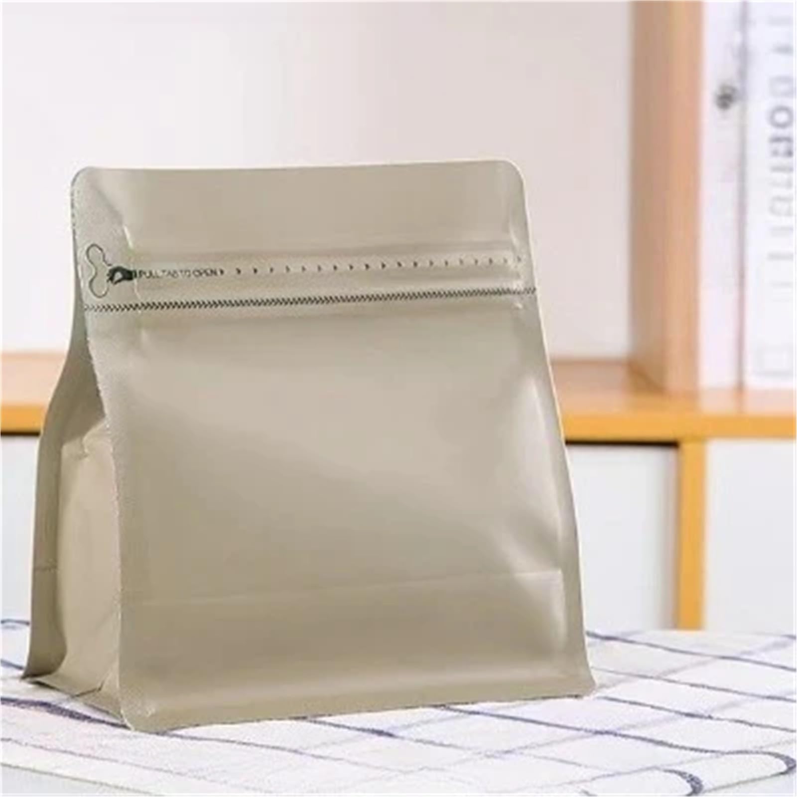 Coffee Bags With Valve 50pcs Heat Sealable Matt Mylar Aluminum Foil Pouches Flat Bottom Ziplock Tea Ground Coffee Valve Packaging Bag(Brown,With valve 250g)
