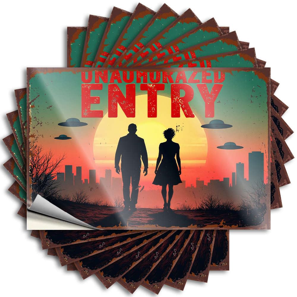 Bumper Door Decor Peel and Stick - Unauthorized Entry: Alien Encounter Hat Personalized Waterproof Vinyl for Texas(8X12CM)