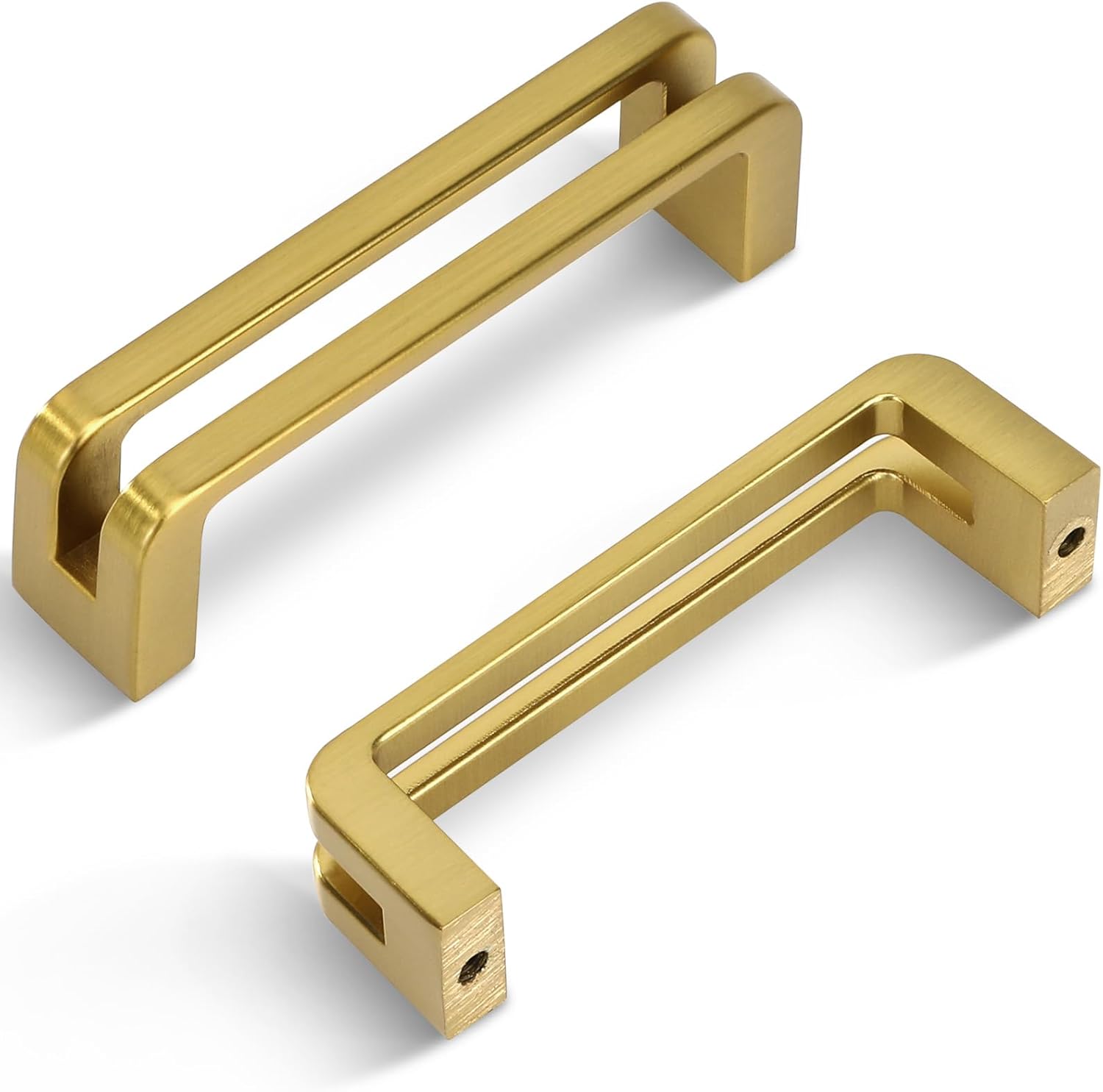 3 Inch(76mm) Hole Center Brushed Gold Zinc Alloy Solid Cabinet Pulls,Dresser Cabinet Handles Luxury Cabinet Pull Hardware for Bedroom, Kitchen 6 Pack 7600 3 In Hole Centers 6 Pack Brushed Gold