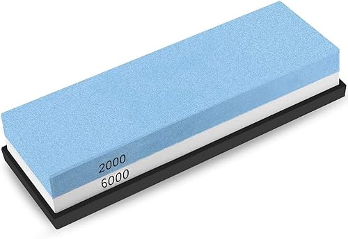 Sacapuntas de cuchillos con base de silicona, grano 20006000 Profession - Piedra de afilar manual de doble cara para cuchillos de cocina