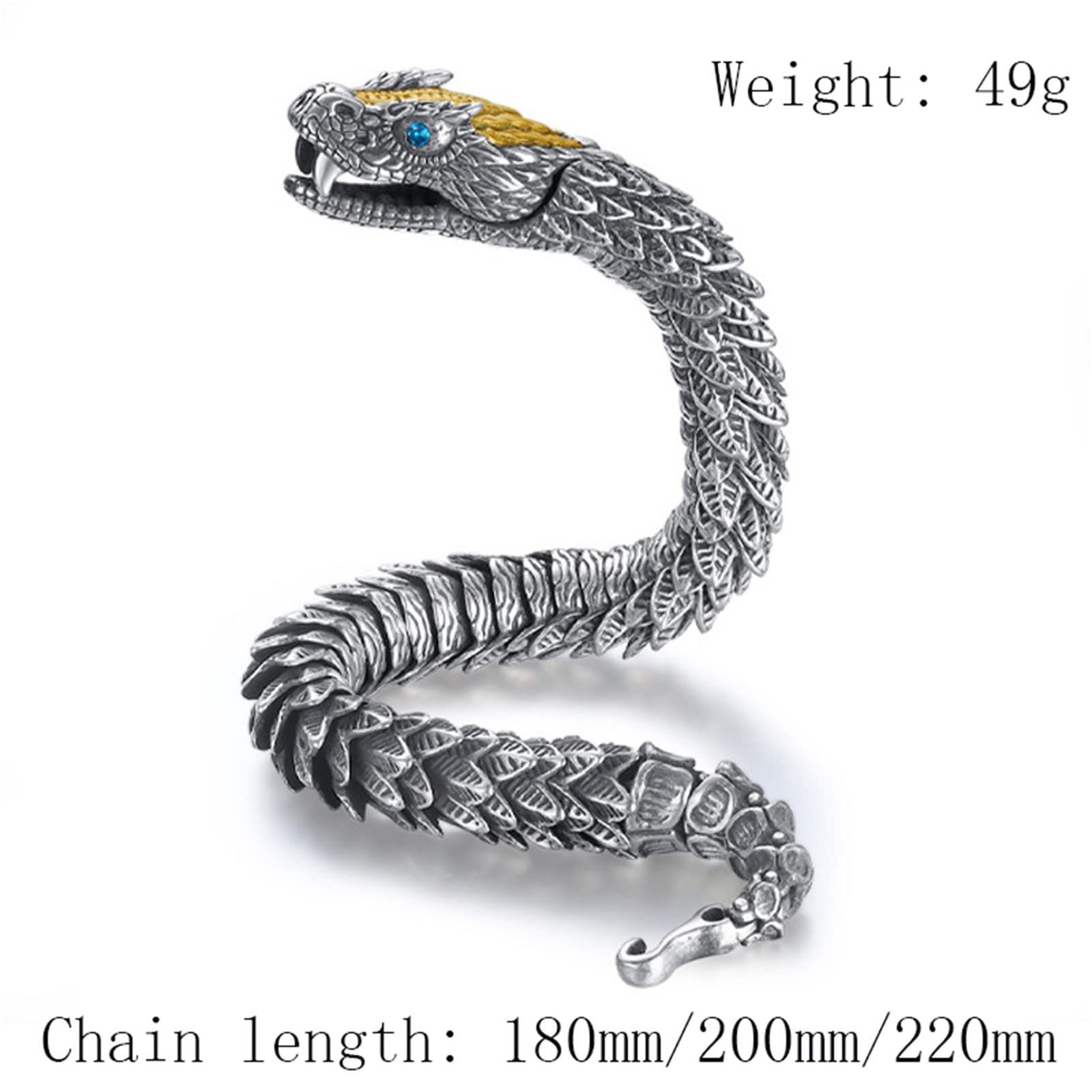 Men's Snake Bracelet, Gothic Vintage Fashion Animal Snake