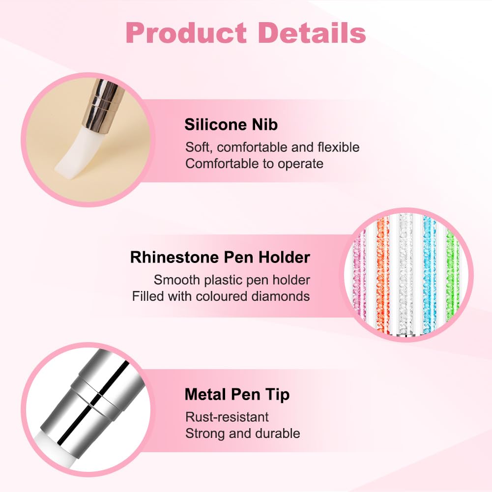 Pennelli in Silicone per Unghie, 5 Pezzi Pennelli in Nail Art con due punte Pennello, Nail Art Sculpture Pen, per intaglio per unghie in gel Strumenti per nail art, per nail art DIY