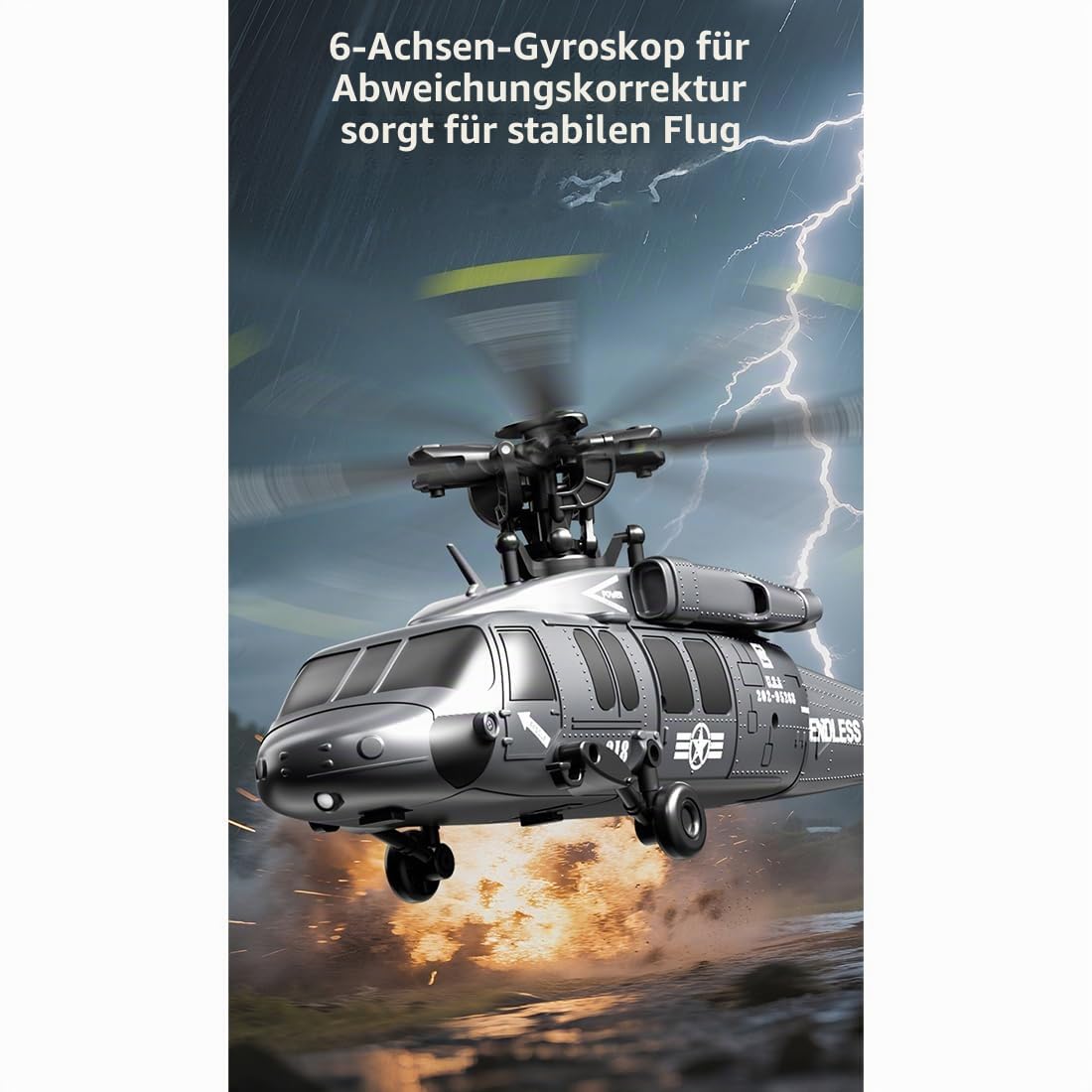 UH-60 2,4 GHz 5-Kanal Flybarless-Modellhubschrauber Mit Barometrischer Höhenhaltung, Optischer Positionsbestimmung EIN-Tasten-Flug In Rückenlage (RTF)