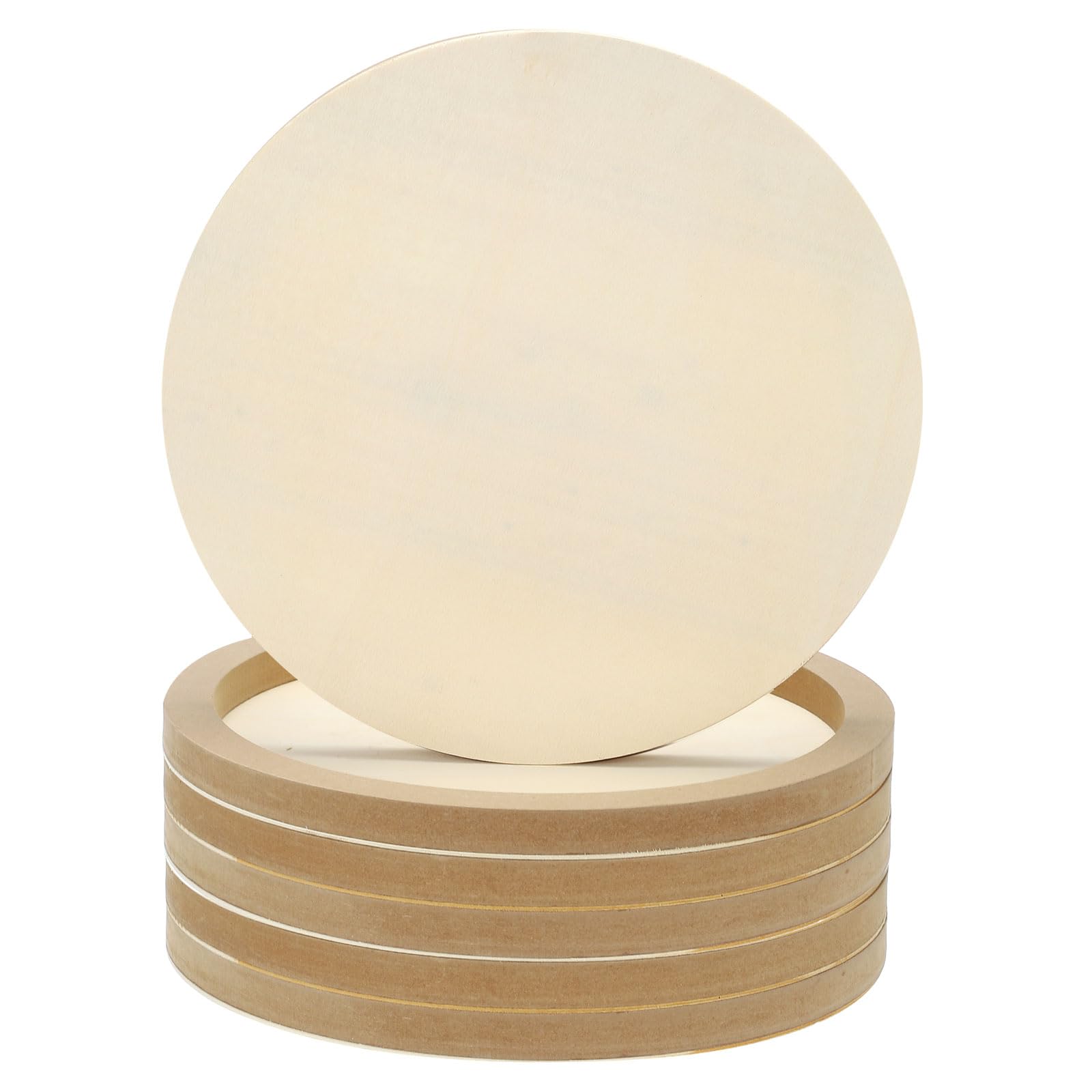 PATIKIL 6 Piezas Paneles De Lienzo De Madera Redondos De 12" Para Proyectos