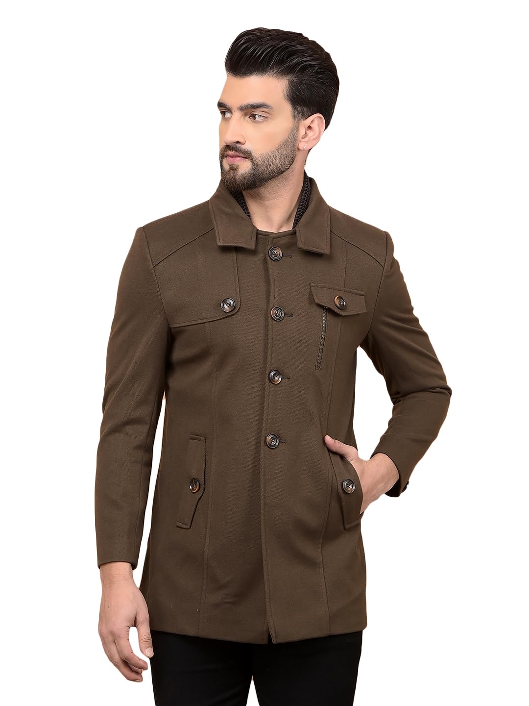 crimsoune club Men's Brown Overcoat-picture-32