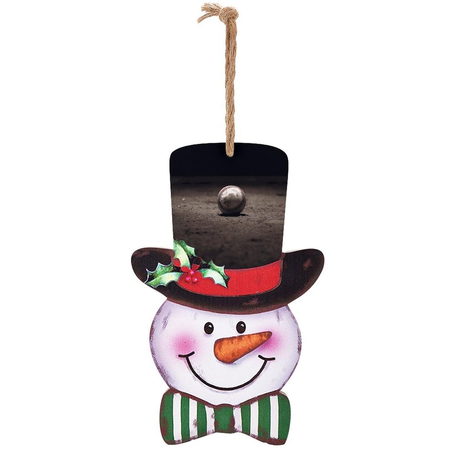 Baseball Snowman Decor Christmas Snowmans Hanging Decors Wooden Exquisite Holiday Decoration Sign for Home Window Wall Farmhouse Indoor Outdoo