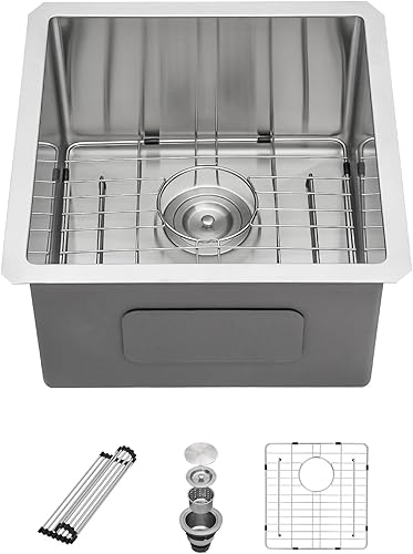 Miniatura 189 de Sarlai - Fregadero empotrado con barra, de 10 x 18 x 8 pulgadas, pequeño, de acero inoxidable, de calibre 16, simple, para RV Acero inoxidable,Negro