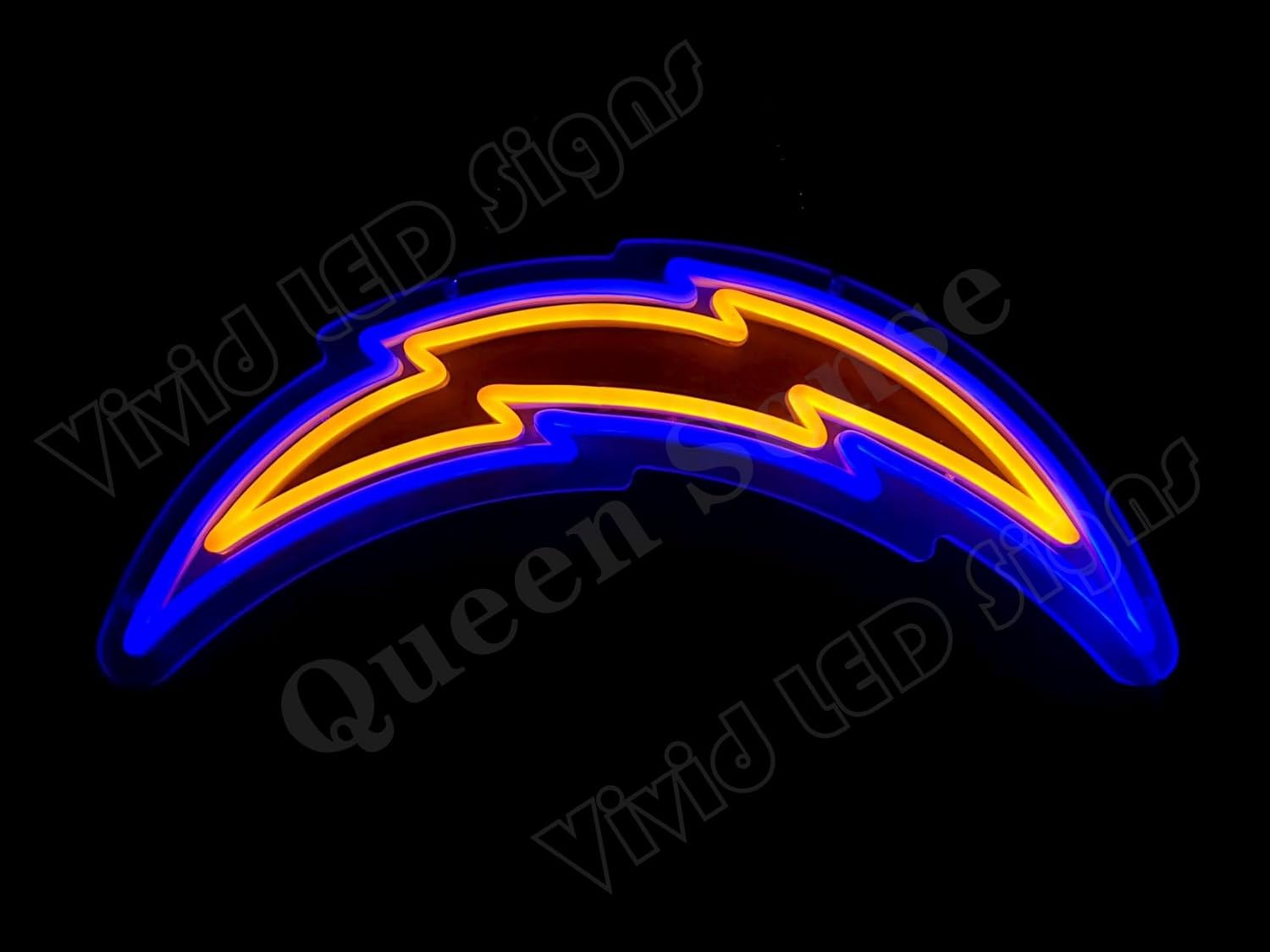 Queen Sense 16"x7.2" Los Angeles's Sports Chargers LED Neon Sign Light for Man Cave USB Powered Dimmable LED Signs BH1359