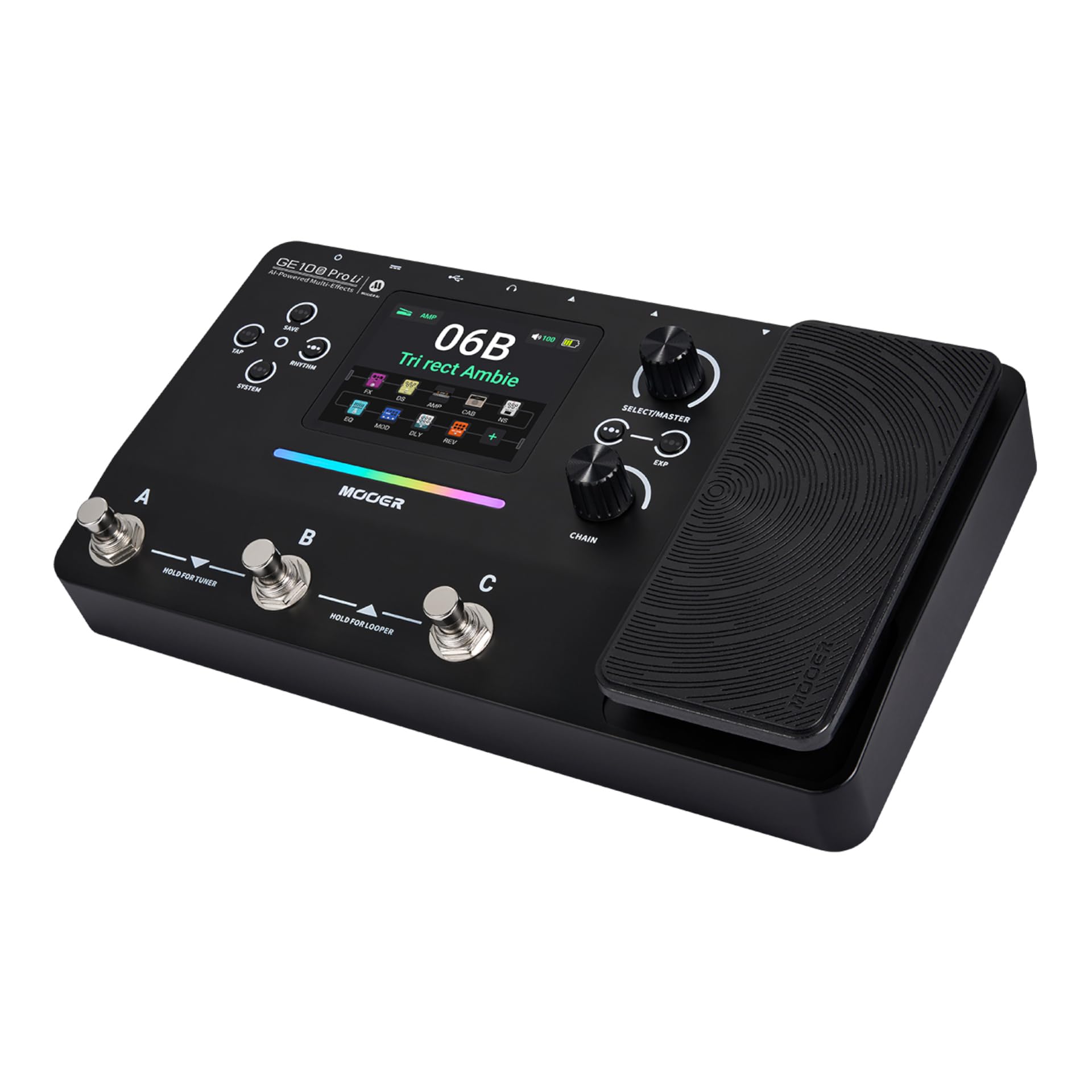 Mooer GE 100 PRO Li Guitar Multi FX Processor with AI technology and lithium battery