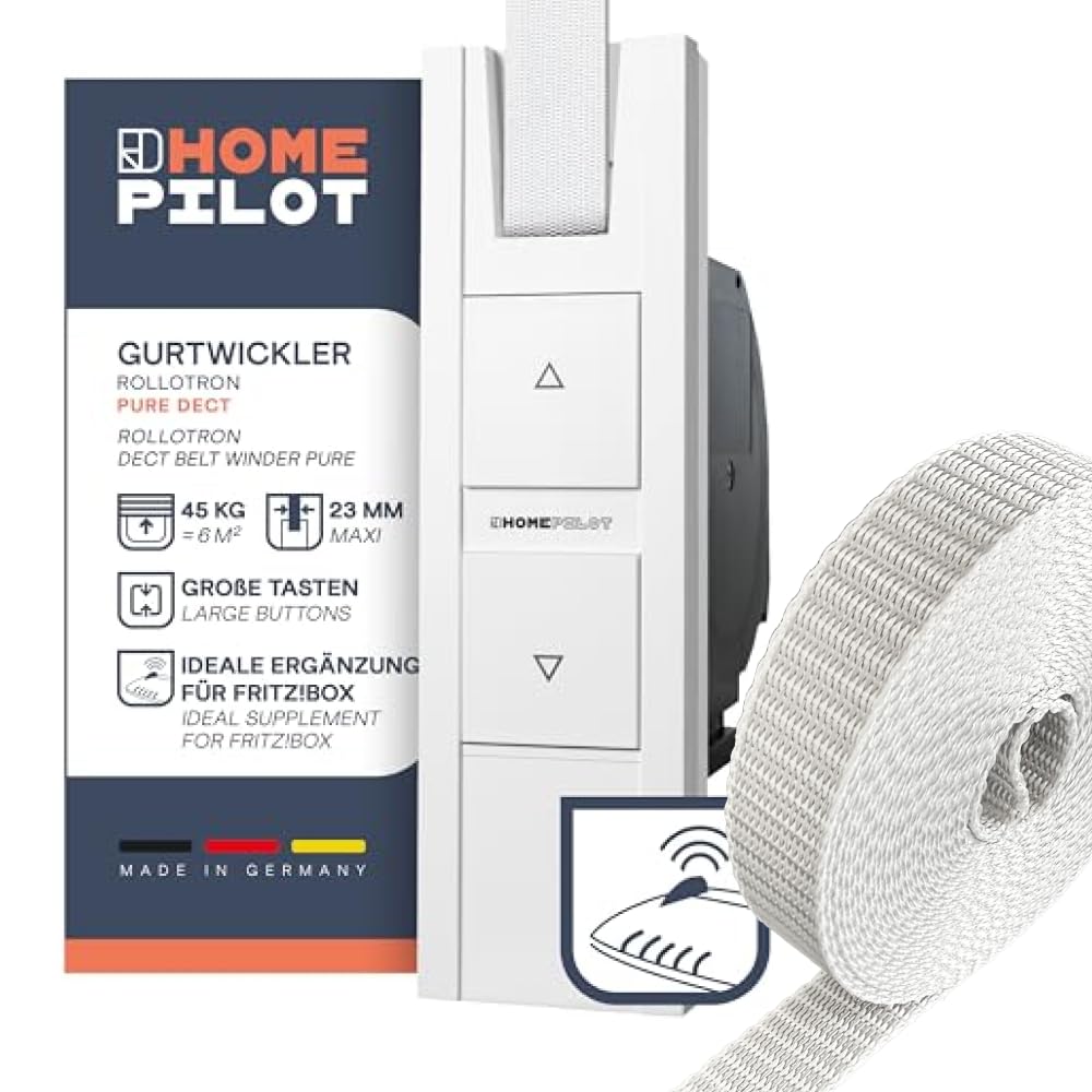 Home Pilot Rollladen Set: RolloTron pure DECT elektrischer Gurtwickler + Gurtband 23 mm breit, 6 m lang