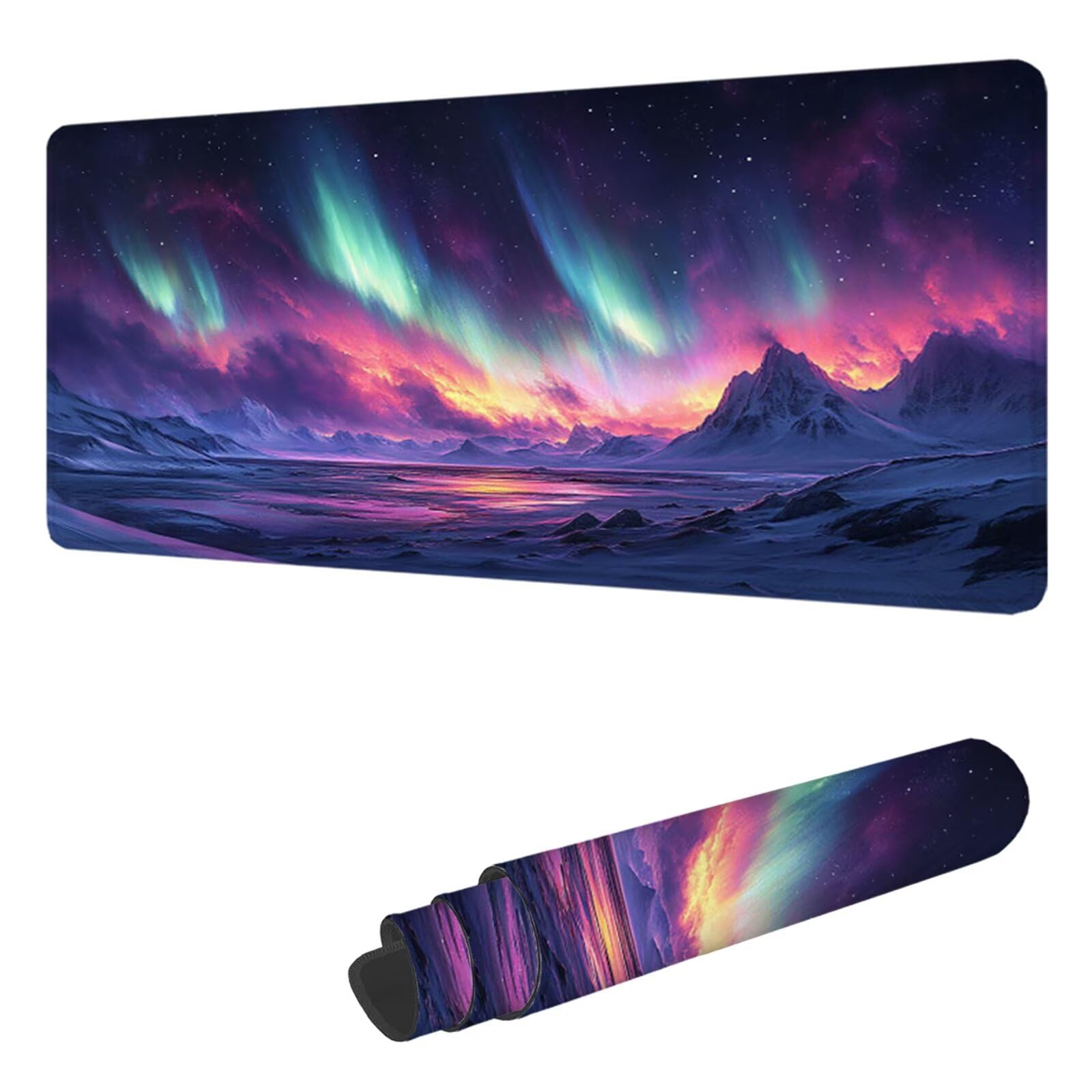 Podkładka pod mysz do gier gwiaździste niebo Podkładka pod mysz XXL 1400 x 600 mm, podkładka pod mysz biurową Podkładka pod mysz górską z antypoślizgową gumową podstawą, wodoodporna szyta krawędź, do