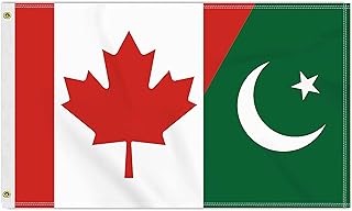 3×5 FT Canada Pakistan Flag, Large 100D Canadian Pakistani Friendship National Outdoor Banner,Doube Side Printing Decor For Patio Garden With Brass Gromment