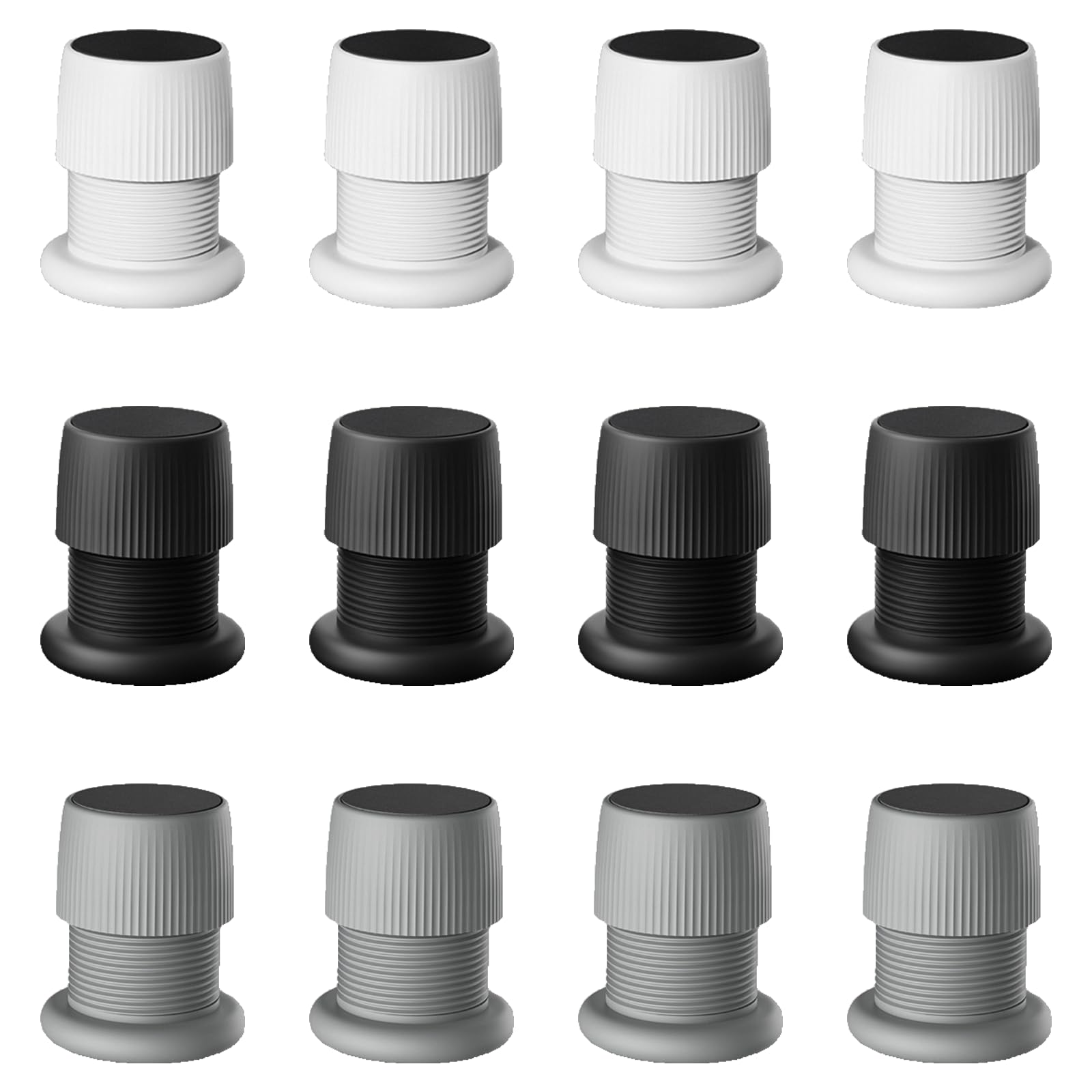 TopHomer 12 PCS Adjustable Furniture Risers(4-6.3 cm), ABS Plastic Bed Risers with Sponge and Self-Adhesive Sofa Risers Chair Raisers Table Risers Supports up to 220 LBS for Bed Desk Riser, 3 Colours