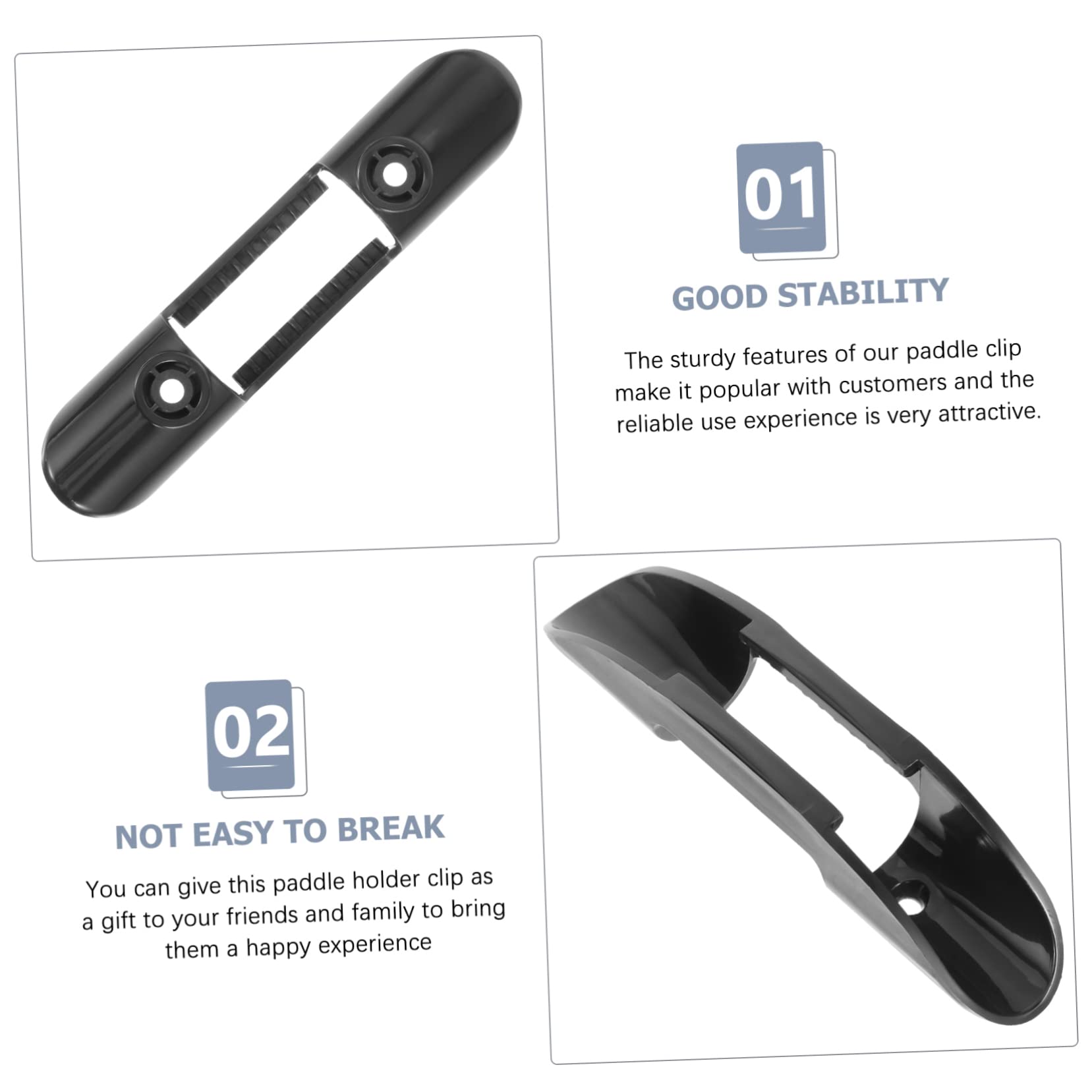 Abaodam Fibbia a Paletta Clip Porta pagaia per Kayak Fermaglio a Paletta Porta pagaia Fisso Clip per pagaia per Canoe Morsetto a Paletta Montato sul Ponte plastica Black