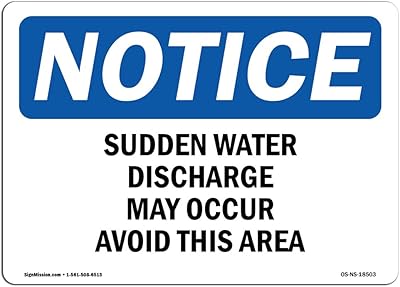 OSHA Notice Signs - Sudden Water Discharge May Occur Avoid This Area Sign | Extremely Durable Made in The USA Signs or Heavy Duty Vinyl Label | Protect Your Warehouse & Business