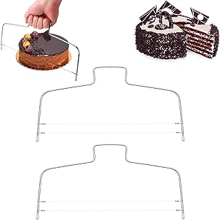 Coupe gâteau inoxydable Coupe gâteau en fil de fer Trancheuse à gâteau niveleuse Ensemble de niveleurs de gâteau Coupeur de gâteau professionnel Trancheuse Pour gâteaux pâtisseries desserts 2 pièces