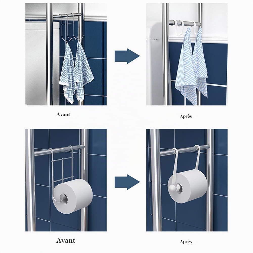 Meuble De Rangement Au-Dessus des Toilettes, MéTal Meuble WC Rangement Gain De Place, Armoire Toilette WC Meuble Salle De Bain Rangement Toilette avec 3 Niveaux, Argent, 50x25x160 cm