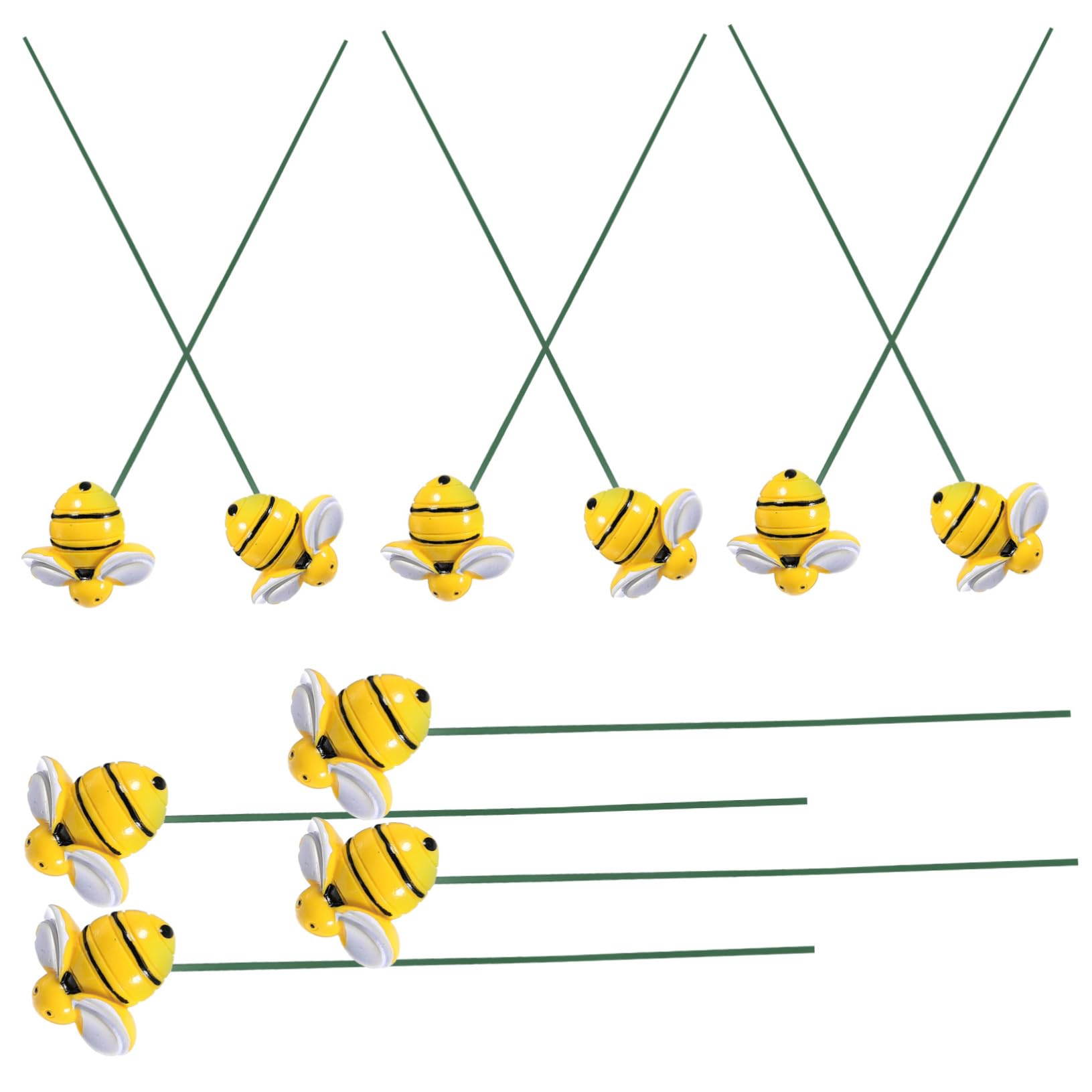 BESTonZON 10Pcs Bee Garden Stakes Decor Bee Garden Ornaments on a Stick for Planter Pots Patio Stake Decor Yard Sign for Outdoor Flower Beds and Bonsai