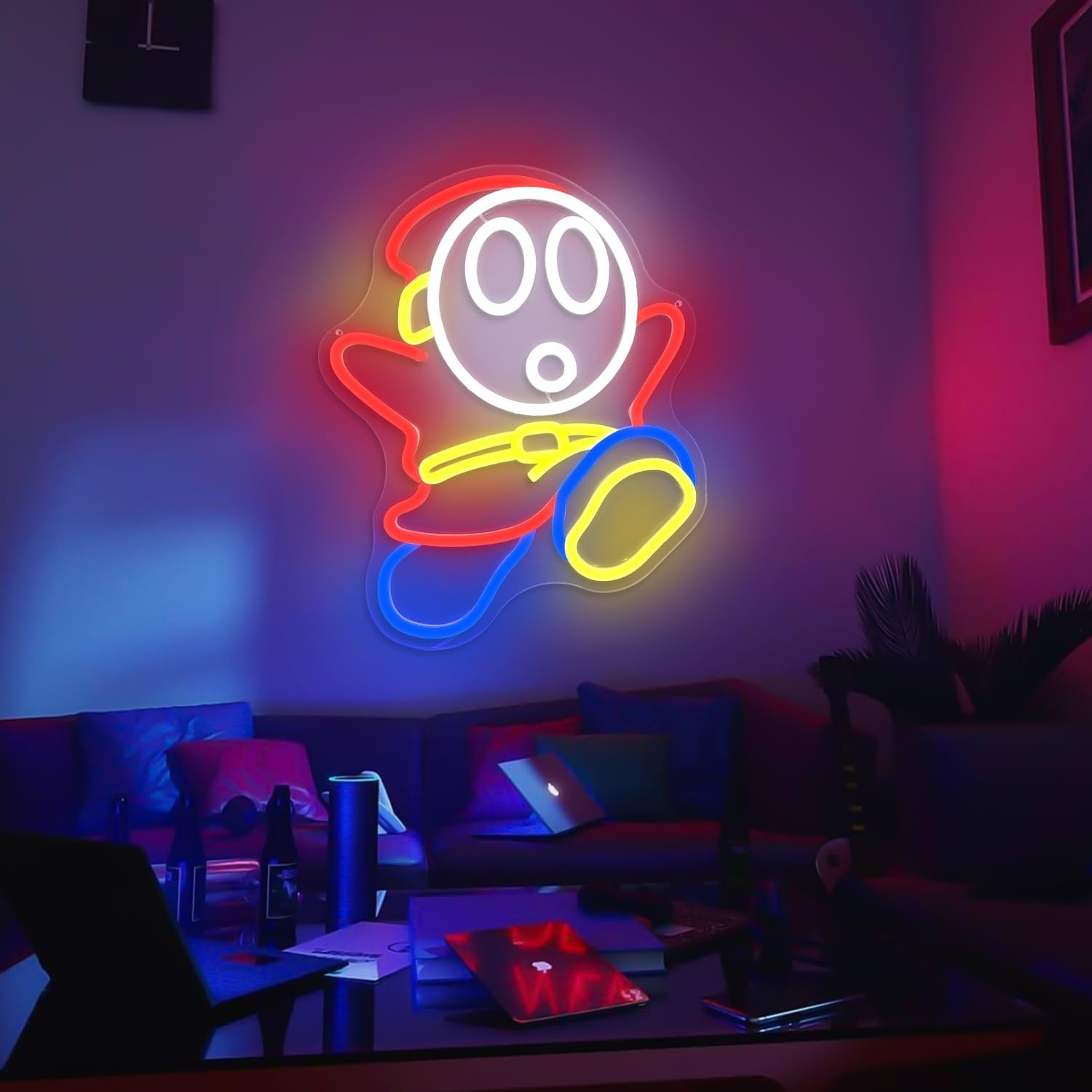Shy Guy Neon Sign Dimmable Led Neon Sign for Wall Decor Gaming Neon Light Signs Light Up Signs for Bedroom Game Room Man Cave Birthday Christmas Gifts for Gamer - Image 2