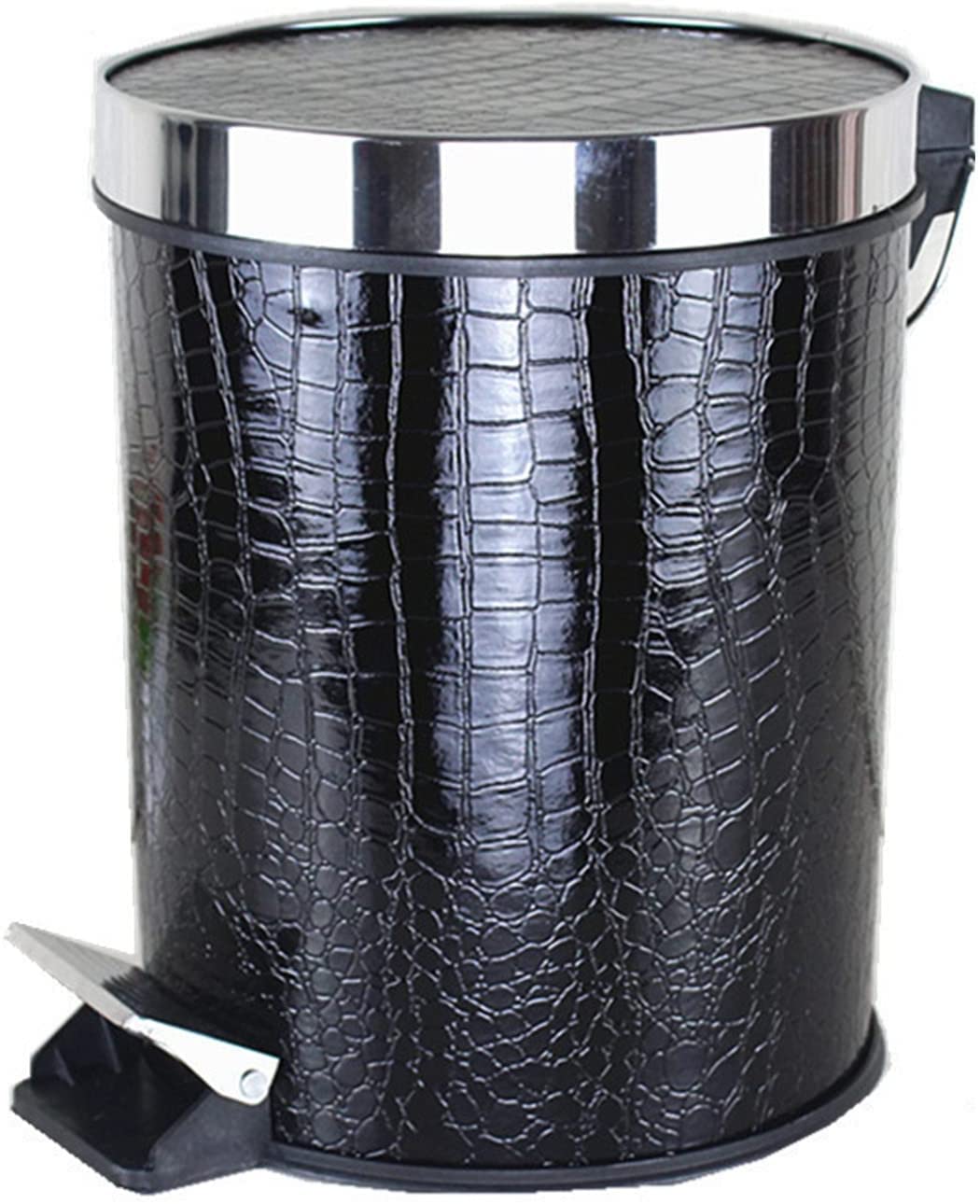 OSCCAR Trash Can Decorative Waste Basket Retro Waste Bins with Pedal and Lid Round Step Trash Can Large