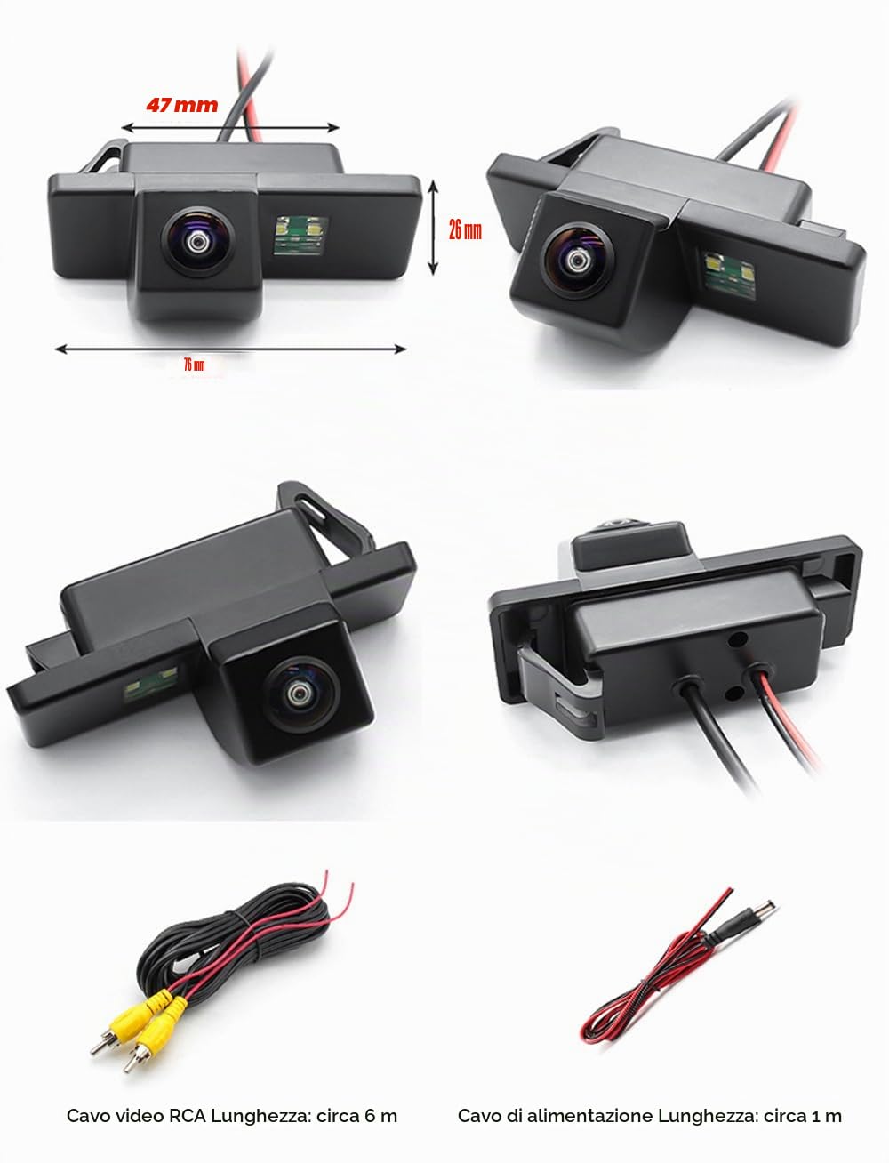 telecamera di retromarcia per auto compatibile con auto Nissan Juke Note Qashqai X-Trial Citroen C2 C3 C4 C5 C6 Peugeot 307 308 208 2008 3008 kit telecamera di parcheggio telecamera posteriore