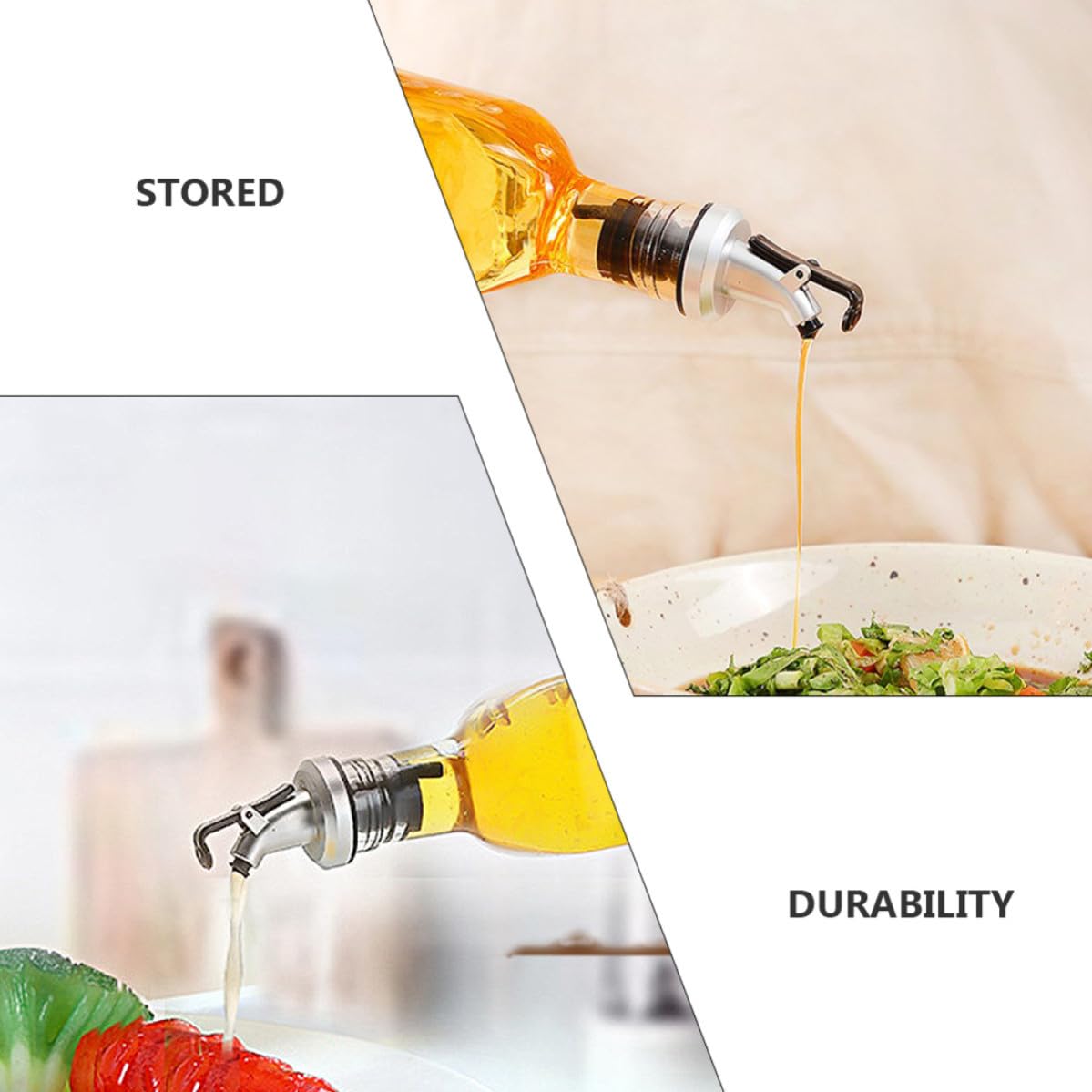 Zerodeko Flacons en Verre 250 Ml Lot de 4 pour Condiments Liquides, Bouteilles Multifonctions Bec Verseur Anti-Goutte, Adaptées à L'Huile d'Olive et Vinaigre Cuisine Domestique