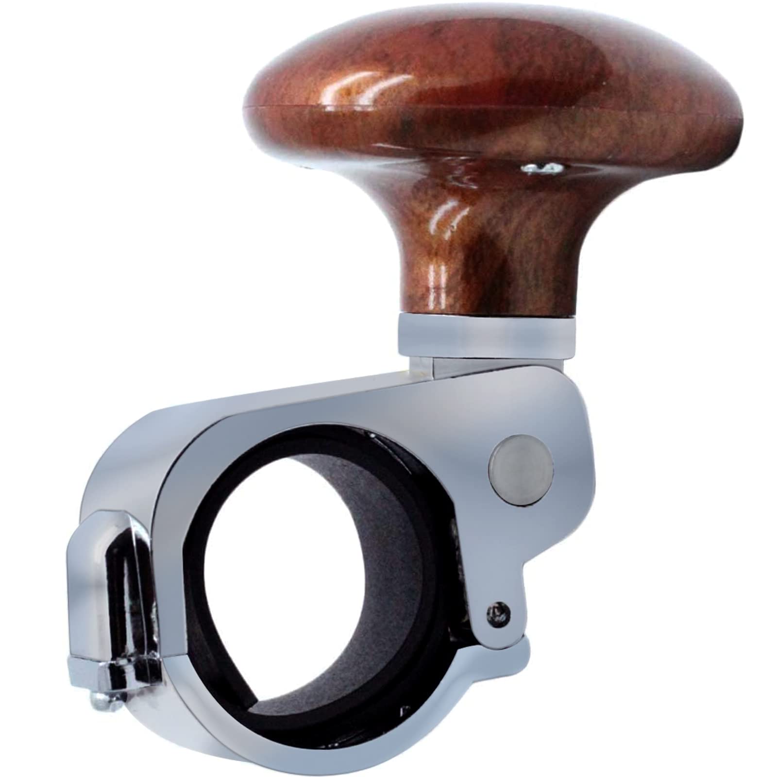 Car Steering Wheel Spinner Knob ABS Head Metal Ring Brown