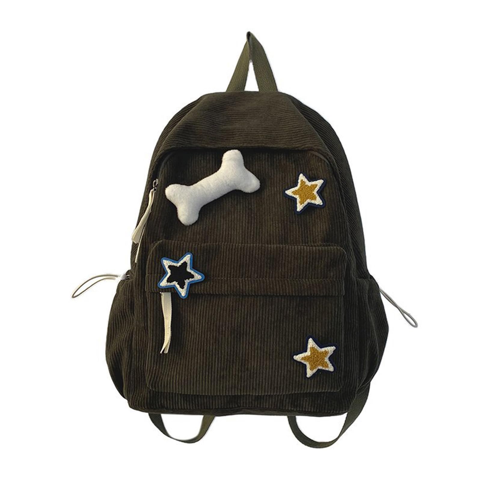 MICFENY Trendy Aesthetic Backpack Laptop Travel Daypack Star Pattern Bag Corduroy Bag Spacious School Bag for Women