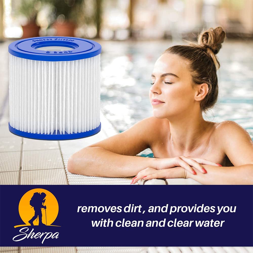 Cartouche Filtrante Type VI, Filtre Piscine pour Lay-Z-Spa Miami, Palm Springs, Monaco, Vegas & Paris, Compatible avec Bestway 58323 & SaluSpa 90352E, Lot de 4