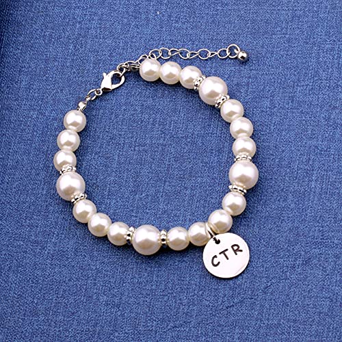 CTR Baptism Gift LDS Baptism Bracelet With White Pearl Beads Choose The Right Gifts (CTRPearl Bracelet)4