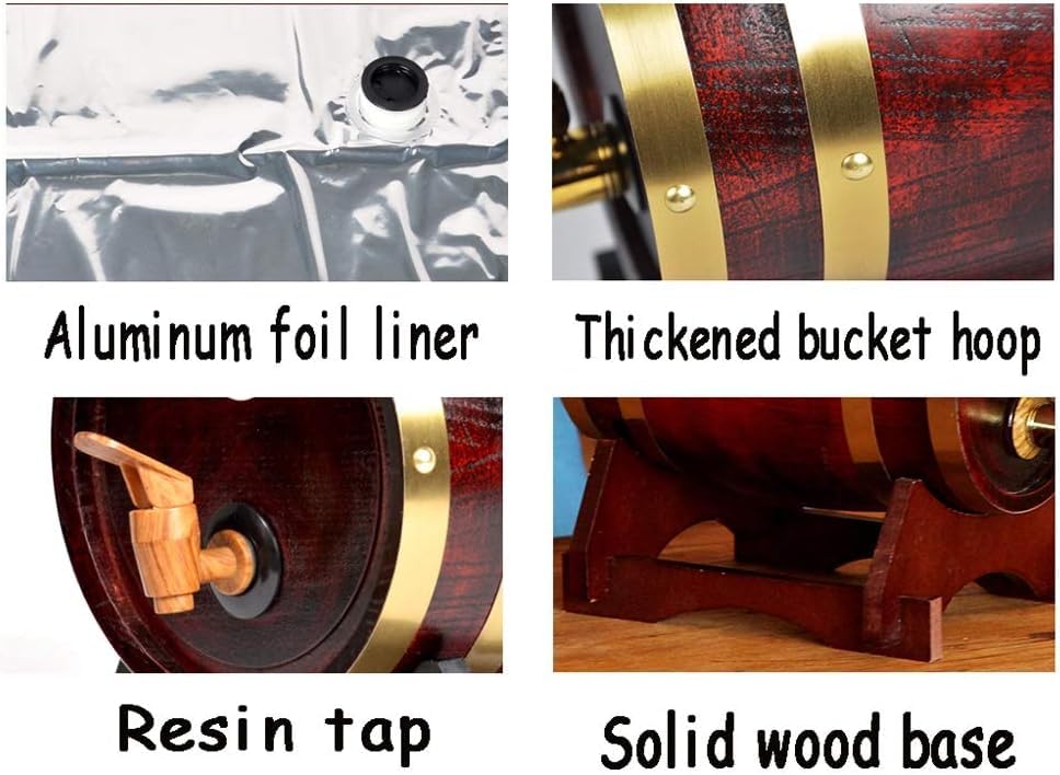 Botte di vino in legno di rovere, in stile vintage, dispenser da tavolo per conservare whisky, aceto, birra, mini botte da 5 l