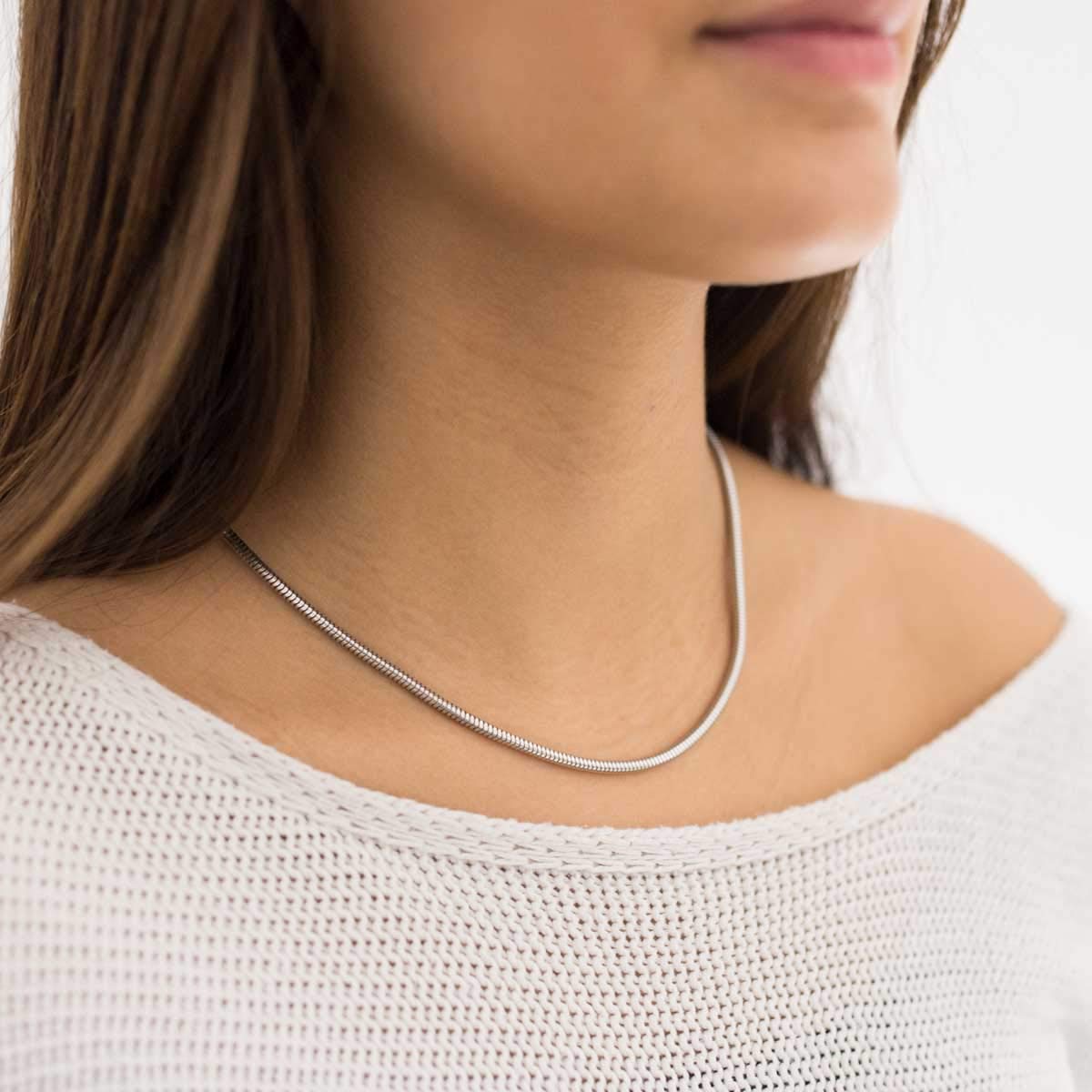 925 Sterling Silber Schlangenkette 3mm Damen Halskette Collier K28 | aus rhodiniertem Sterlingsilber incl Schmuck Box von MATERIA by Matthias Wagner