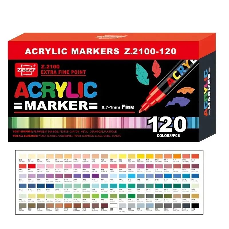 Ensemble de marqueurs d'art à pointe fine de 120 couleurs, séchage rapide en plastique de couleurs mélangées, marqueur professionnel pour esquisse graphique et illustration