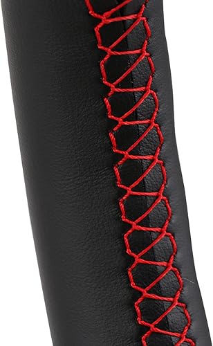 POCHY Car Black Leather Steering Wheel Coverfor Toyota Land Cruiser Prado 120 2004-2008 2009 Land Cruiser 1995-2006 2007 Tacoma