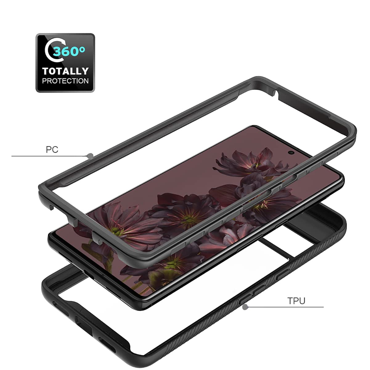 Custodia In Pelle PU Per Google Pixel 7 Pro – Ultra Sottile, Telaio In Silicone Morbido, Antiurto E Antigraffio, Ricarica Wireless, Colore Viola - 3