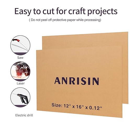Miniatura 10 de ANRISIN Hojas acrílicas negras de 12 x 16 x 012 pulgadas paquete de 2 hojas de plexiglás fundido para proyectos de exhibición de bricolaje letreros
