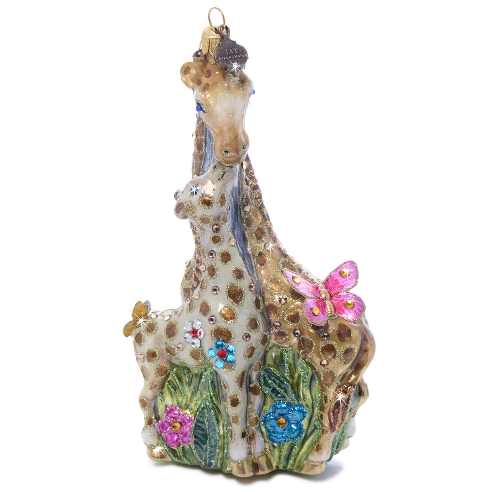 Jay Strongwater Mom and Baby Giraffe Glass Ornament - SDH20102-250