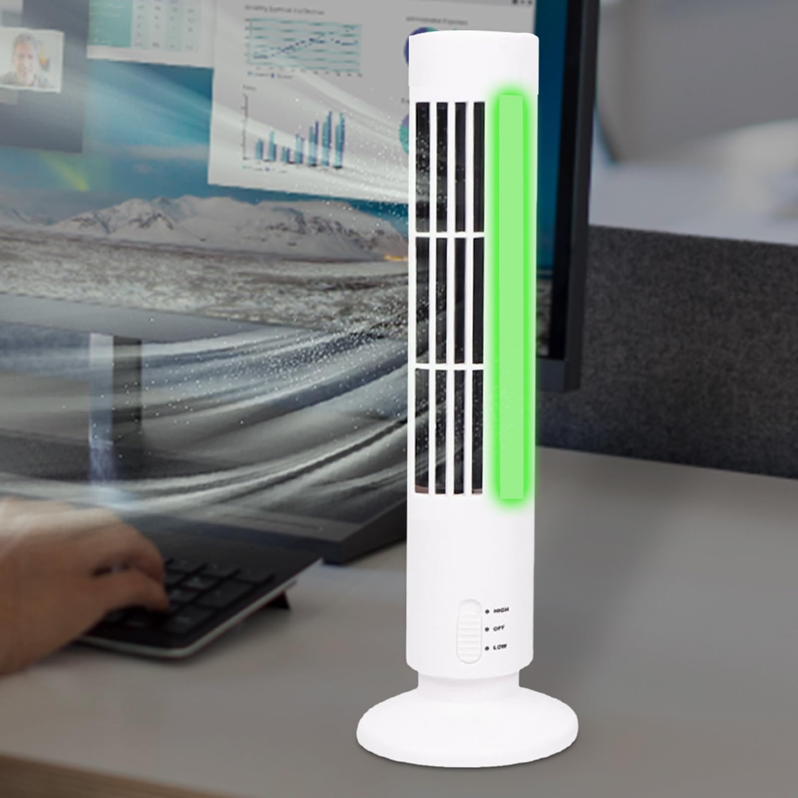 Ventilatore a torre per camera da letto, silenzioso ventilatore portatile da tavolo con timer e oscillazione a 90° per un raffreddamento efficiente