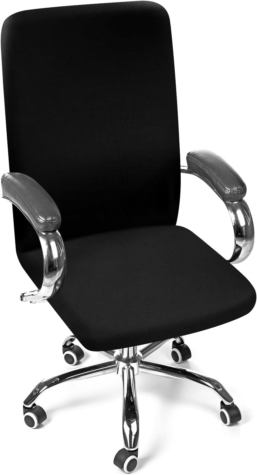 Kaket Office Chair Cover, Universal Replacement Stretch Chair Covers, Washable Office Computer Chair Cover for Rotating Chair Office Armrests Chair (Black)